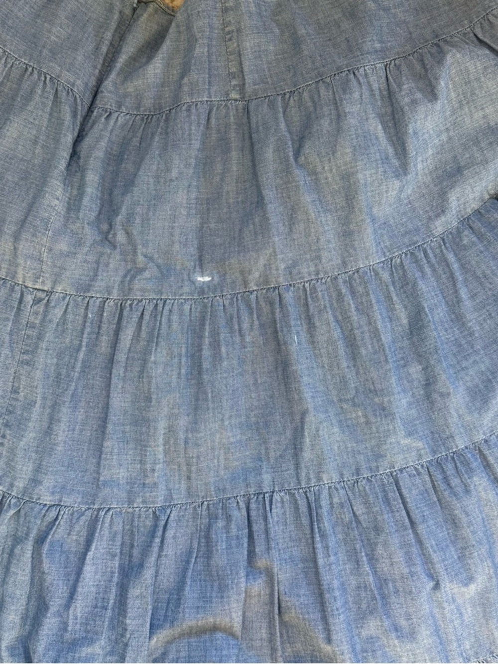 Lauren Ralph Lauren Tiered Denim Midi Skirt 12P Boho Western Prairie Peasant - Picture 8 of 11